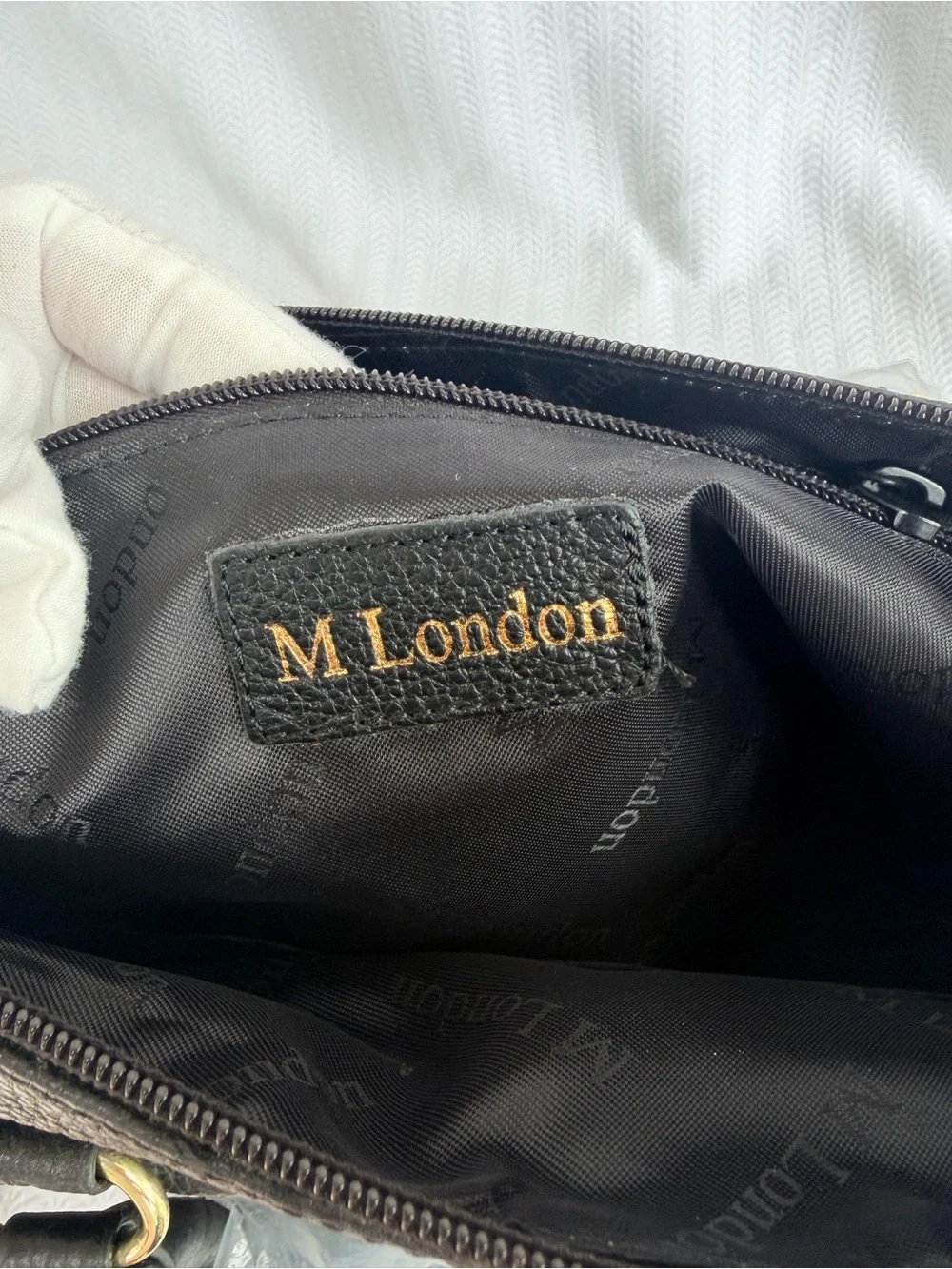 NWT!  M. London Black Leather Satchel Handbag with Crossbody, Tassel Detail